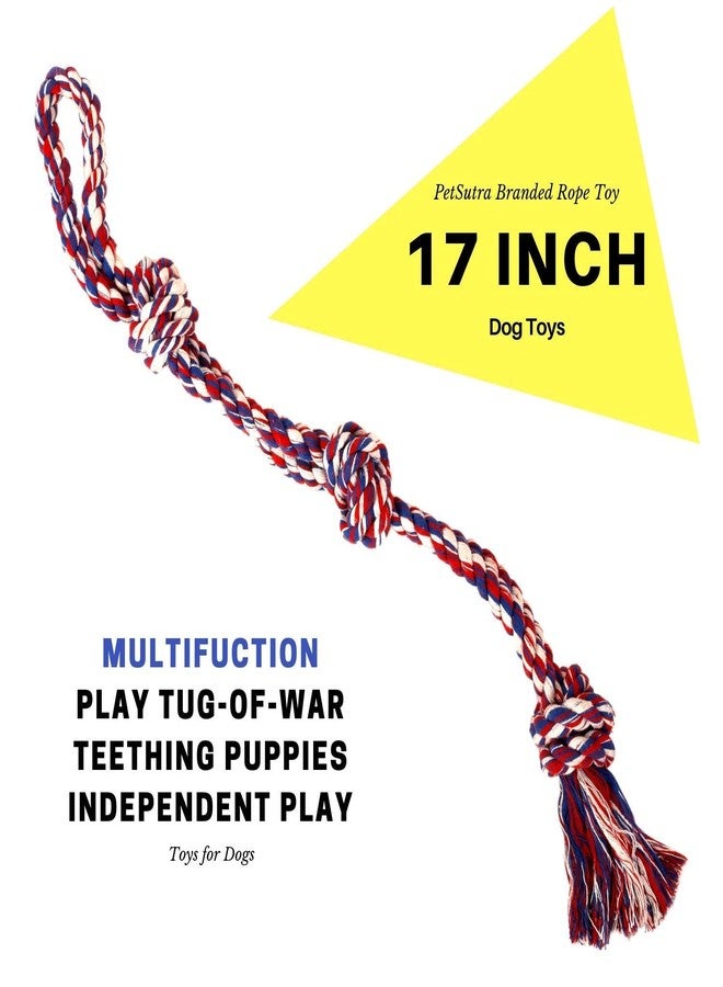D&C PAWS 17-Inch Dog Rope Toy for Chewing and Teething, Knotted Rope Toy for Puppies and Dogs, Durable Play and Dental Toy (Multicolor) - Image 3